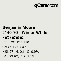 Color code: Benjamin Moore - 2140-70 - Winter White | qconv.com