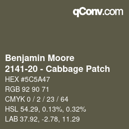 颜色代码: Benjamin Moore - 2141-20 - Cabbage Patch | qconv.com