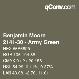 Color code: Benjamin Moore - 2141-30 - Army Green | qconv.com