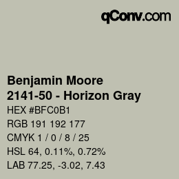 Código de color: Benjamin Moore - 2141-50 - Horizon Gray | qconv.com