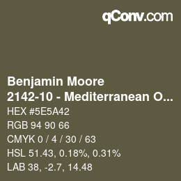 Código de color: Benjamin Moore - 2142-10 - Mediterranean Olive | qconv.com