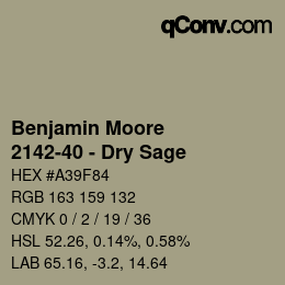 Código de color: Benjamin Moore - 2142-40 - Dry Sage | qconv.com