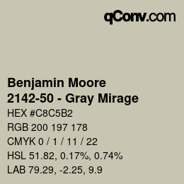Color code: Benjamin Moore - 2142-50 - Gray Mirage | qconv.com