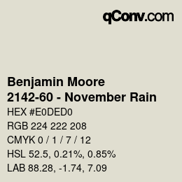 Color code: Benjamin Moore - 2142-60 - November Rain | qconv.com