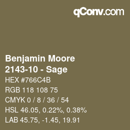 Código de color: Benjamin Moore - 2143-10 - Sage | qconv.com