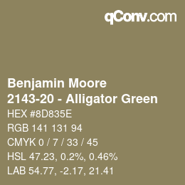 Code couleur: Benjamin Moore - 2143-20 - Alligator Green | qconv.com