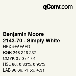 Farbcode: Benjamin Moore - 2143-70 - Simply White | qconv.com