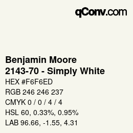 Code couleur: Benjamin Moore - 2143-70 - Simply White | qconv.com