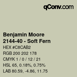 Color code: Benjamin Moore - 2144-40 - Soft Fern | qconv.com