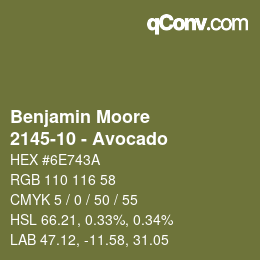 カラーコード: Benjamin Moore - 2145-10 - Avocado | qconv.com