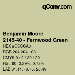 Color code: Benjamin Moore - 2145-40 - Fernwood Green | qconv.com