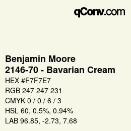 Farbcode: Benjamin Moore - 2146-70 - Bavarian Cream | qconv.com
