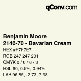 Color code: Benjamin Moore - 2146-70 - Bavarian Cream | qconv.com