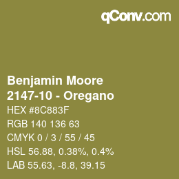 Color code: Benjamin Moore - 2147-10 - Oregano | qconv.com