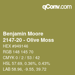 Code couleur: Benjamin Moore - 2147-20 - Olive Moss | qconv.com