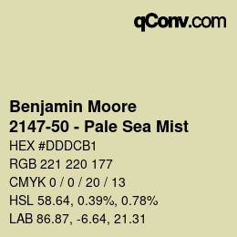 カラーコード: Benjamin Moore - 2147-50 - Pale Sea Mist | qconv.com
