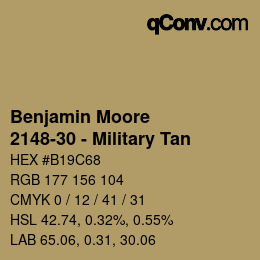 Color code: Benjamin Moore - 2148-30 - Military Tan | qconv.com