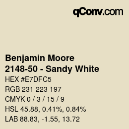 Color code: Benjamin Moore - 2148-50 - Sandy White | qconv.com