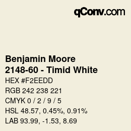 Code couleur: Benjamin Moore - 2148-60 - Timid White | qconv.com