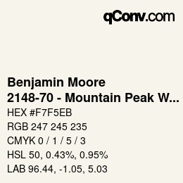 Code couleur: Benjamin Moore - 2148-70 - Mountain Peak White | qconv.com