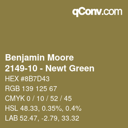 颜色代码: Benjamin Moore - 2149-10 - Newt Green | qconv.com