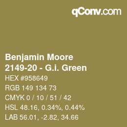 Color code: Benjamin Moore - 2149-20 - G.i. Green | qconv.com