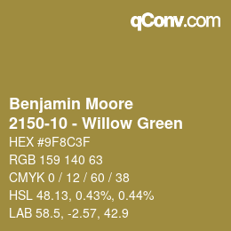 Código de color: Benjamin Moore - 2150-10 - Willow Green | qconv.com