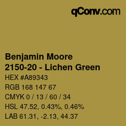 Color code: Benjamin Moore - 2150-20 - Lichen Green | qconv.com