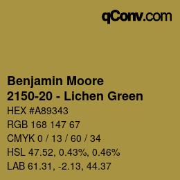 Código de color: Benjamin Moore - 2150-20 - Lichen Green | qconv.com