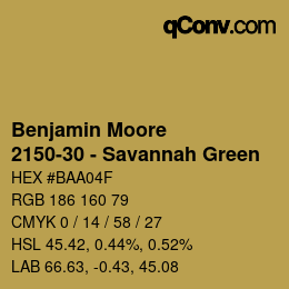 Color code: Benjamin Moore - 2150-30 - Savannah Green | qconv.com