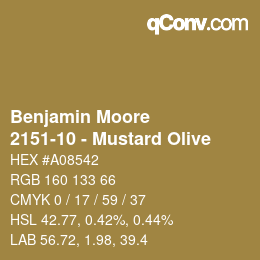 Código de color: Benjamin Moore - 2151-10 - Mustard Olive | qconv.com