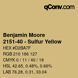 Código de color: Benjamin Moore - 2151-40 - Sulfur Yellow | qconv.com