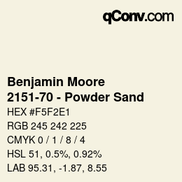 Color code: Benjamin Moore - 2151-70 - Powder Sand | qconv.com