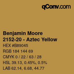 Color code: Benjamin Moore - 2152-20 - Aztec Yellow | qconv.com