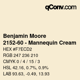 颜色代码: Benjamin Moore - 2152-60 - Mannequin Cream | qconv.com