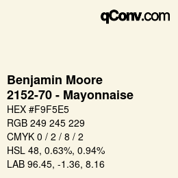 Code couleur: Benjamin Moore - 2152-70 - Mayonnaise | qconv.com