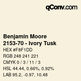 Code couleur: Benjamin Moore - 2153-70 - Ivory Tusk | qconv.com
