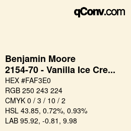 Código de color: Benjamin Moore - 2154-70 - Vanilla Ice Cream | qconv.com