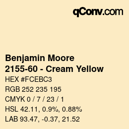 Color code: Benjamin Moore - 2155-60 - Cream Yellow | qconv.com