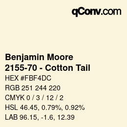Color code: Benjamin Moore - 2155-70 - Cotton Tail | qconv.com