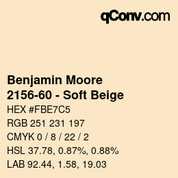Color code: Benjamin Moore - 2156-60 - Soft Beige | qconv.com