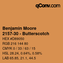 Code couleur: Benjamin Moore - 2157-30 - Butterscotch | qconv.com