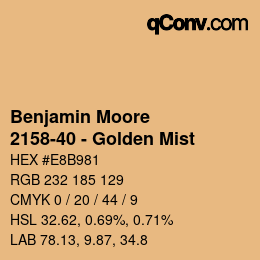 Código de color: Benjamin Moore - 2158-40 - Golden Mist | qconv.com