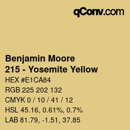 Código de color: Benjamin Moore - 215 - Yosemite Yellow | qconv.com
