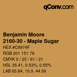 Color code: Benjamin Moore - 2160-30 - Maple Sugar | qconv.com