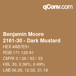 Code couleur: Benjamin Moore - 2161-30 - Dark Mustard | qconv.com