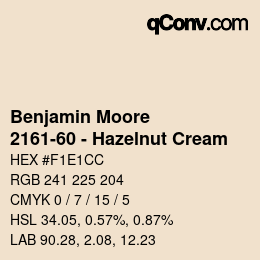 Color code: Benjamin Moore - 2161-60 - Hazelnut Cream | qconv.com