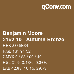 Code couleur: Benjamin Moore - 2162-10 - Autumn Bronze | qconv.com