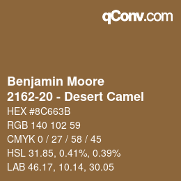 Color code: Benjamin Moore - 2162-20 - Desert Camel | qconv.com