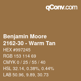 Color code: Benjamin Moore - 2162-30 - Warm Tan | qconv.com